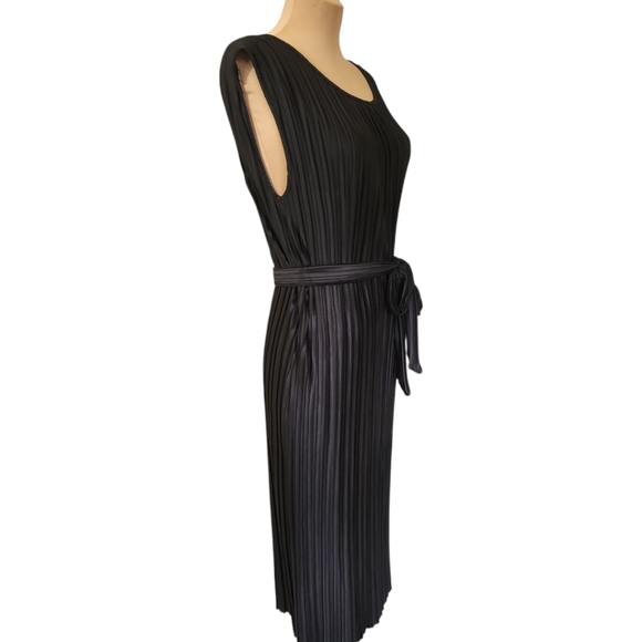 DKNY🔖NWT! Black Sleeveless Pleated Midi Dress - Size 10 - Picture 5 of 13